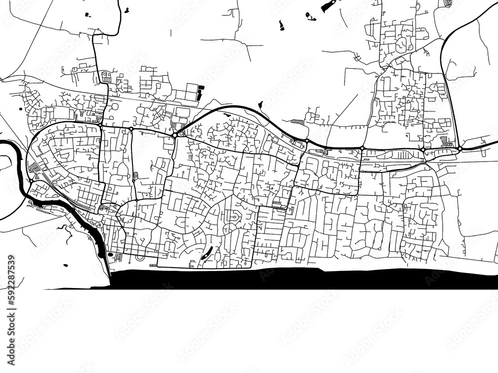 Naklejka premium A vector road map of the city of Littlehampton in the United Kingdom on a white background.