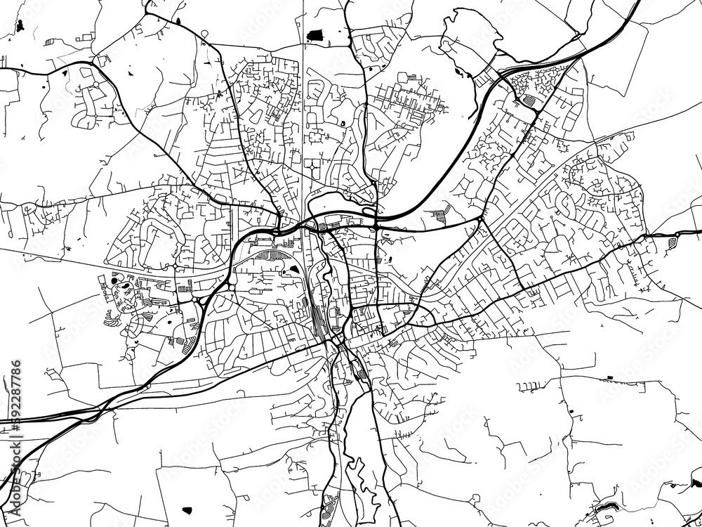 A vector road map of the city of  Guildford in the United Kingdom on a white background.