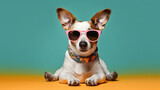 The Adorable Puppy in Glasses: An Abstract Clip-Art Charmer. AI Generated Art. Copyspace, Background, Wallpaper. Spring and Summer Vibes. Colourfull Animals.
