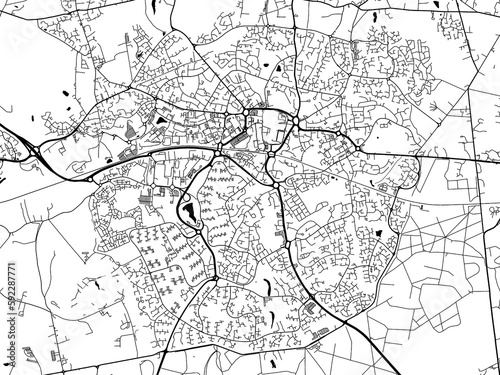 A vector road map of the city of  Bracknell in the United Kingdom on a white background.