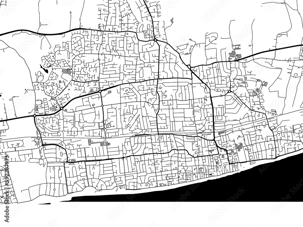 Fototapeta premium A vector road map of the city of Worthing in the United Kingdom on a white background.