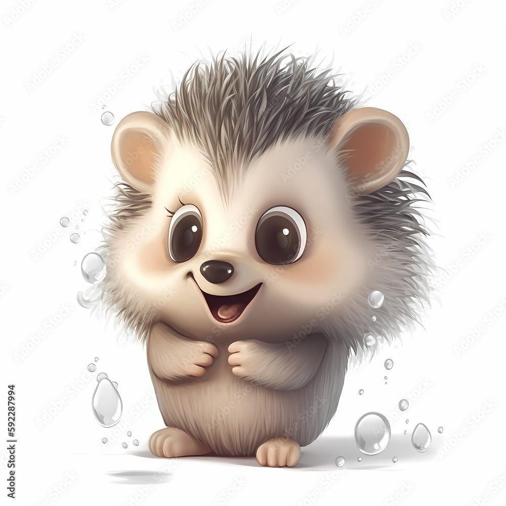 Hedgehog Baby  Cartoon Isolated on White Background. Generative AI