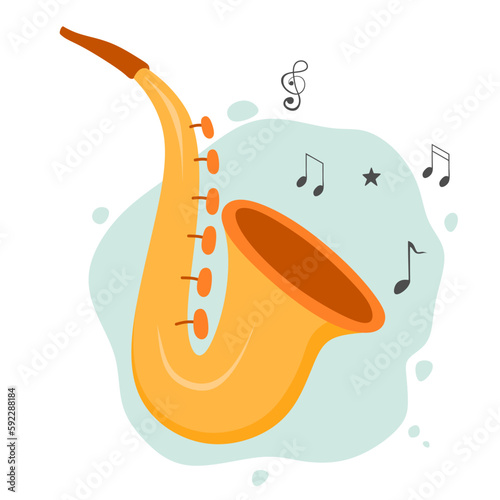 retro illustration style cartoon musical saxophone