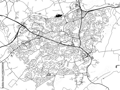 A vector road map of the city of  East Kilbride in the United Kingdom on a white background.