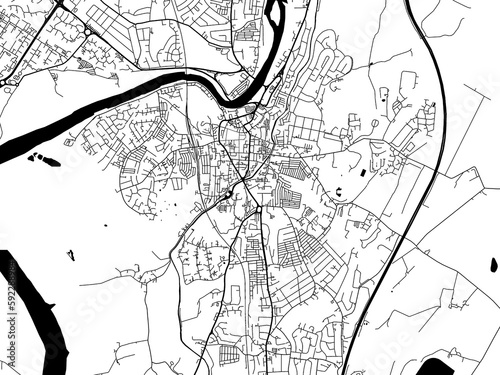 A vector road map of the city of  Lancaster in the United Kingdom on a white background.