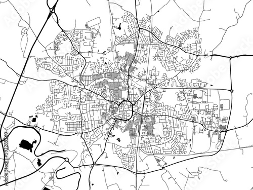 A vector road map of the city of  Darlington in the United Kingdom on a white background.