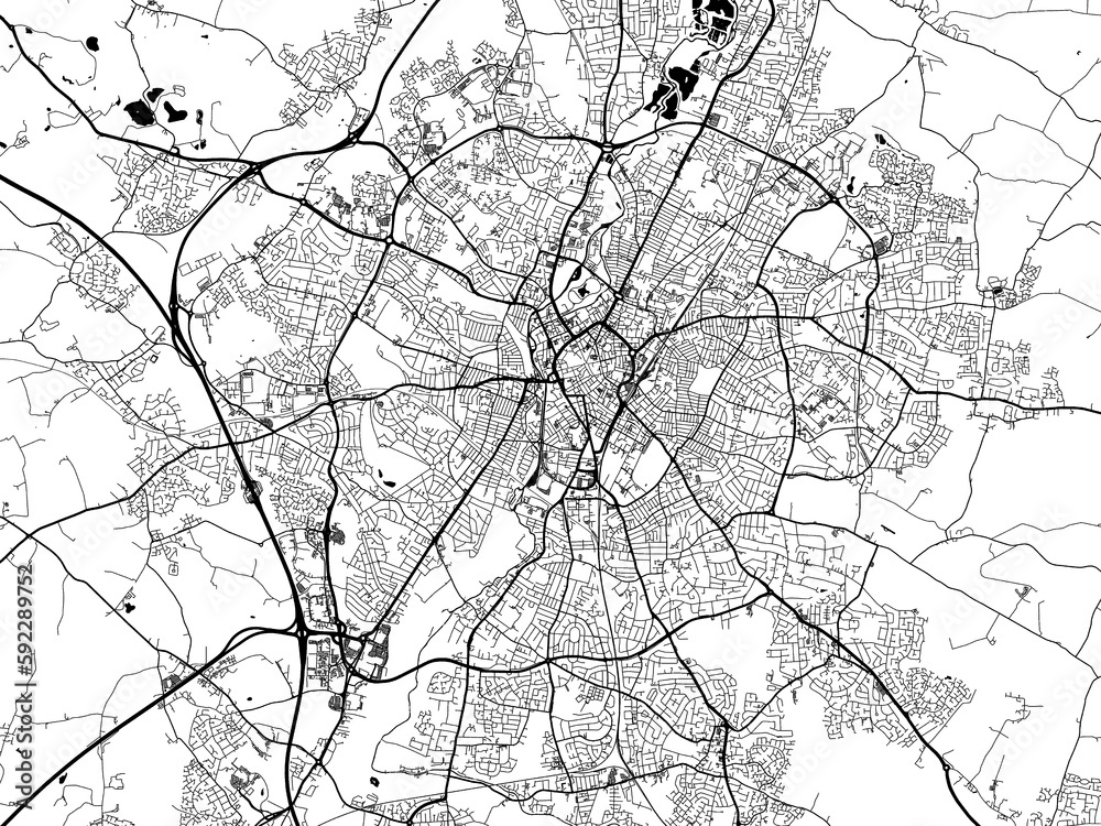 Vecteur Stock A vector road map of the city of Leicester in the United ...