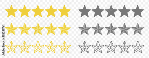 Five star review on transparent background. 5 star rating from customer. Best service satisfaction star rating