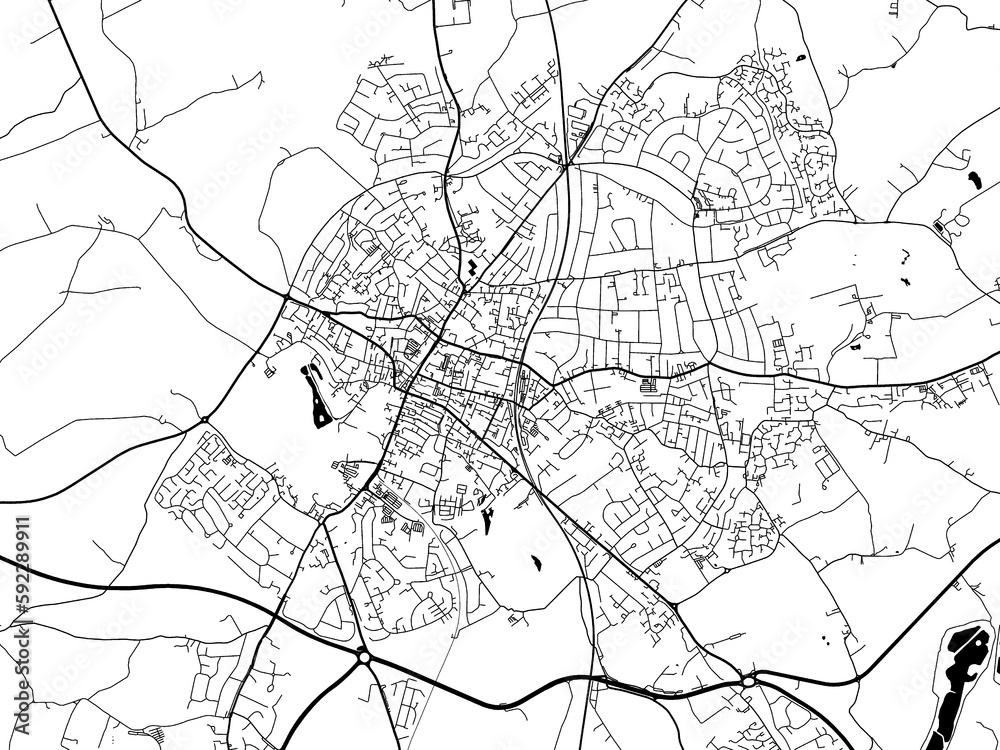 A vector road map of the city of  St Albans in the United Kingdom on a white background.