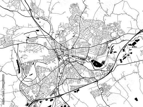 A vector road map of the city of  Bedford in the United Kingdom on a white background.