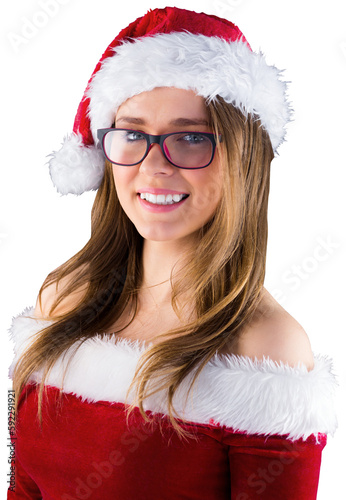 Sexy santa girl wearing spectacles