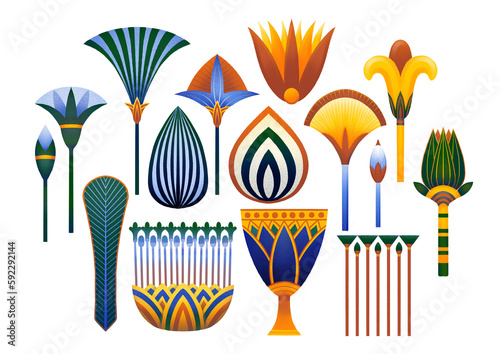 Decorative ornamental plants in the style of ancient egypt.