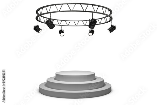 Stage lights and steps against white background