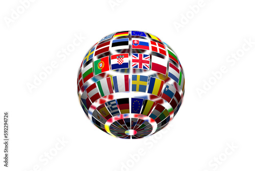 Digital image of globe with national flags