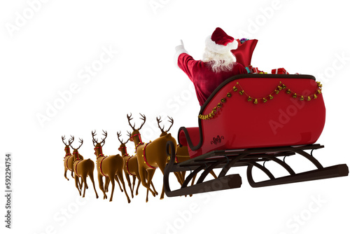 Santa Claus riding on sleigh during Christmas photo