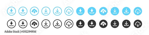 Upload, cloud download icon. Download button sign