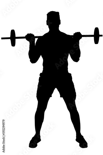 Male exercising with barbells