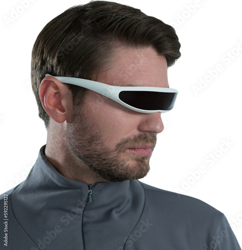 Man using virtual reality glasses