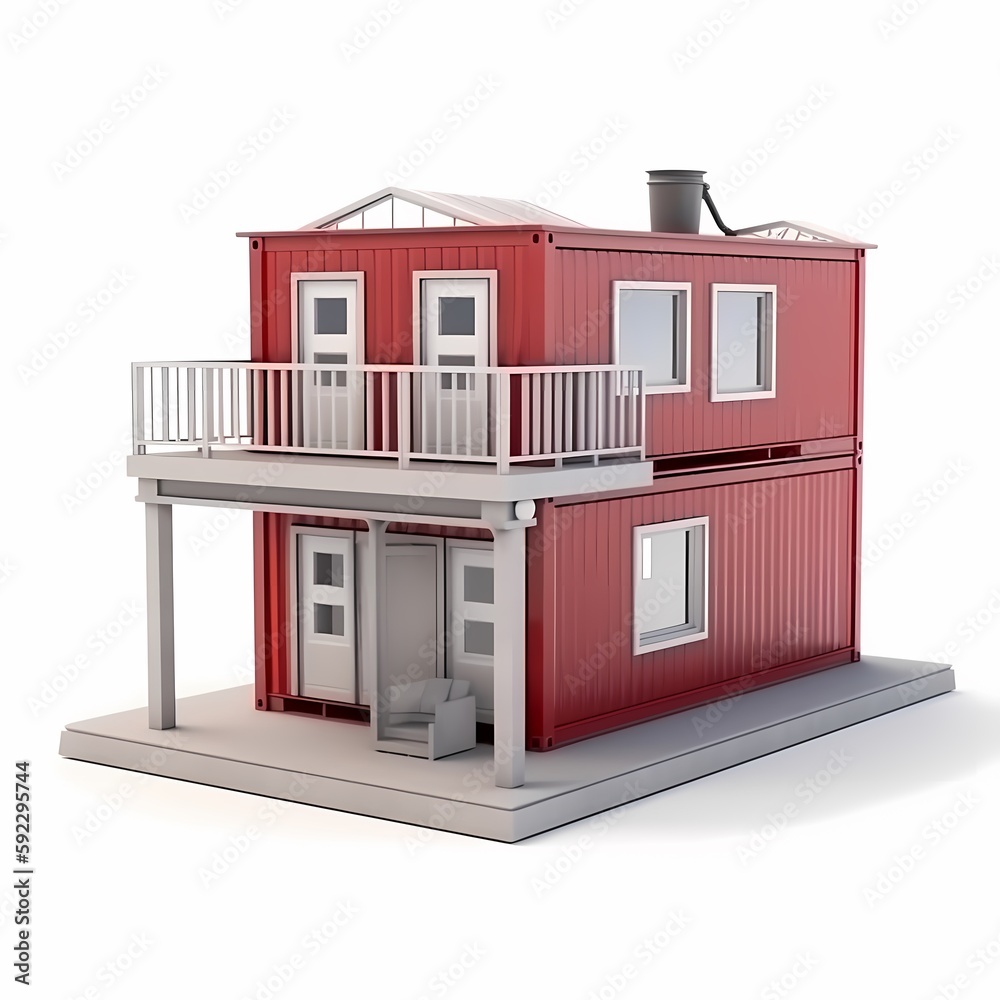 Beautiful House on white background 3d blender Generated by AI