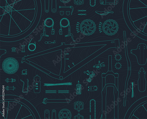 Vector seamless texture parts that make up a bicycle