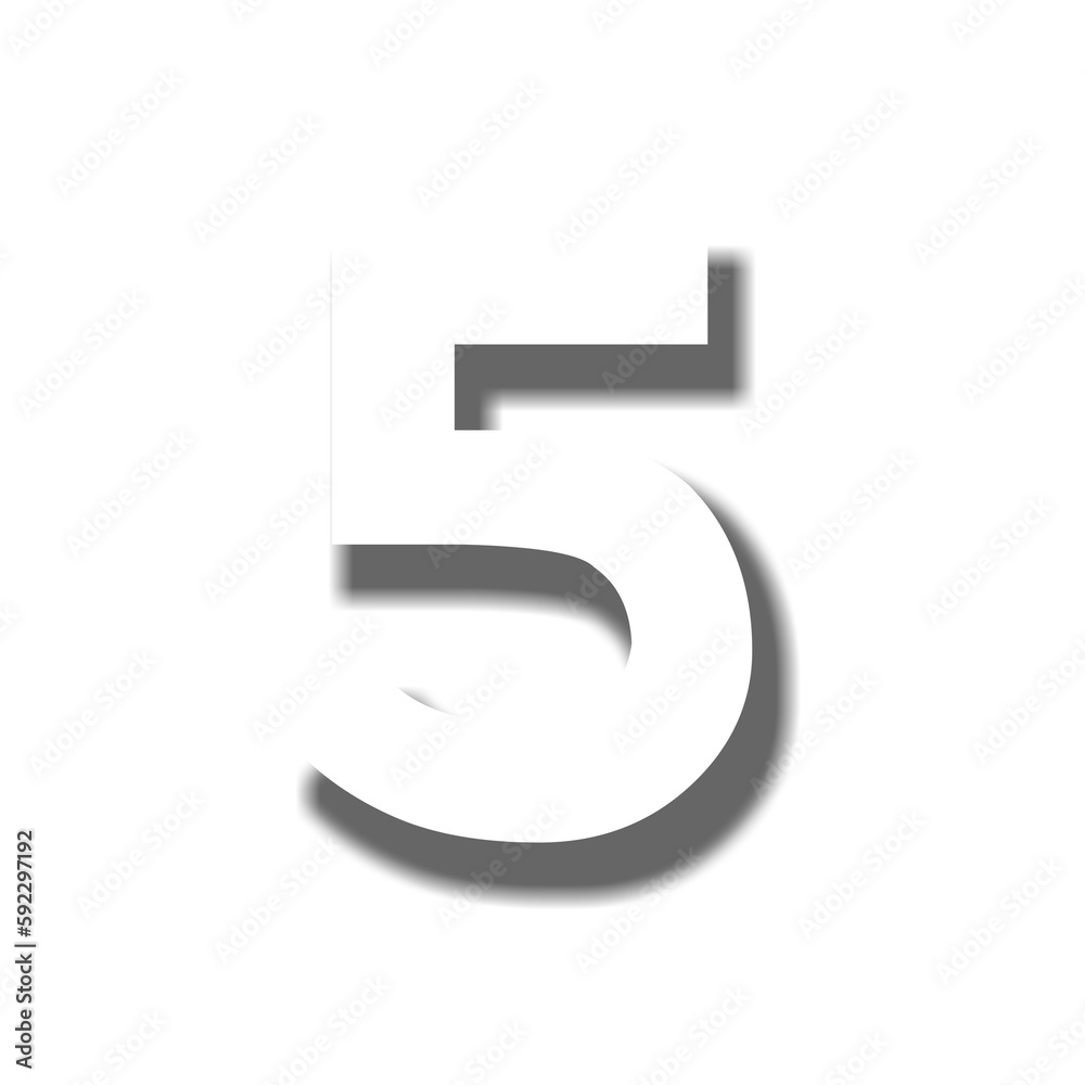 White number five 5 illustration on white background White number five 5 illustration on white background