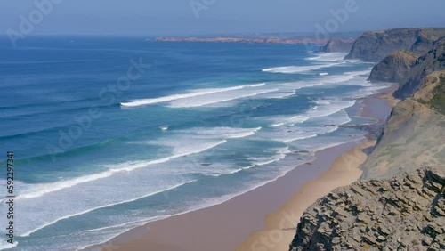 Aerial view over the west coast of the Algarve, Portugal