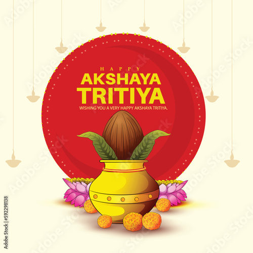 Creative Vector Banner of akshaya tritiya festival greeting design.
