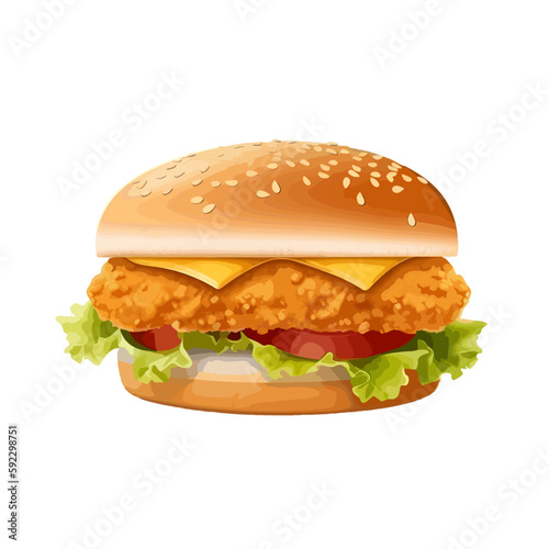 crispy chickenburger, icon/vector
