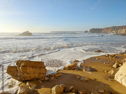 Ocean landscape sand beach Portugal