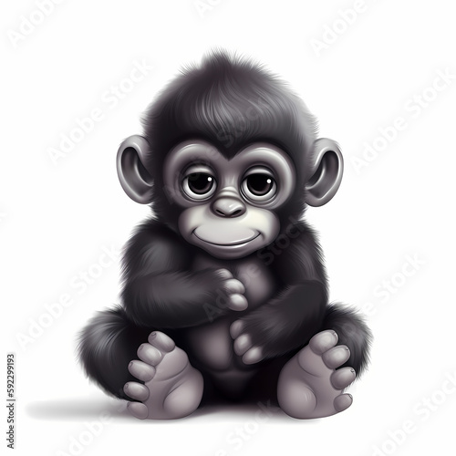 Baby Gorilla Cartoon Isolated On White Background