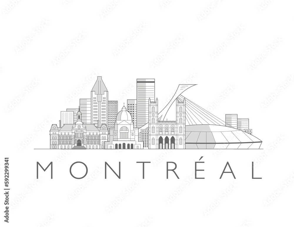 Montreal cityscape line art style illustration