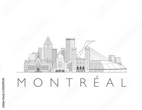 Montreal cityscape line art style illustration