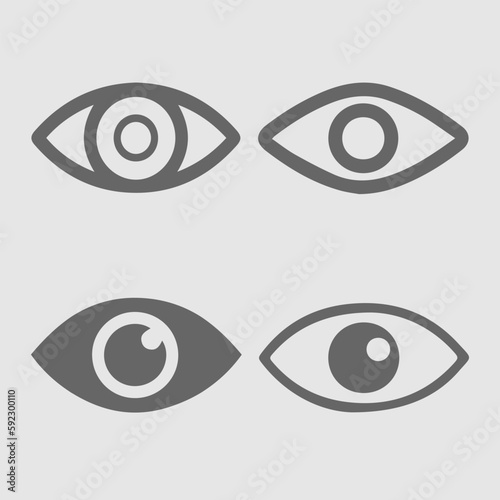 Eye set vector icon. Eyes simple isolated pictogram. Vision symbol.