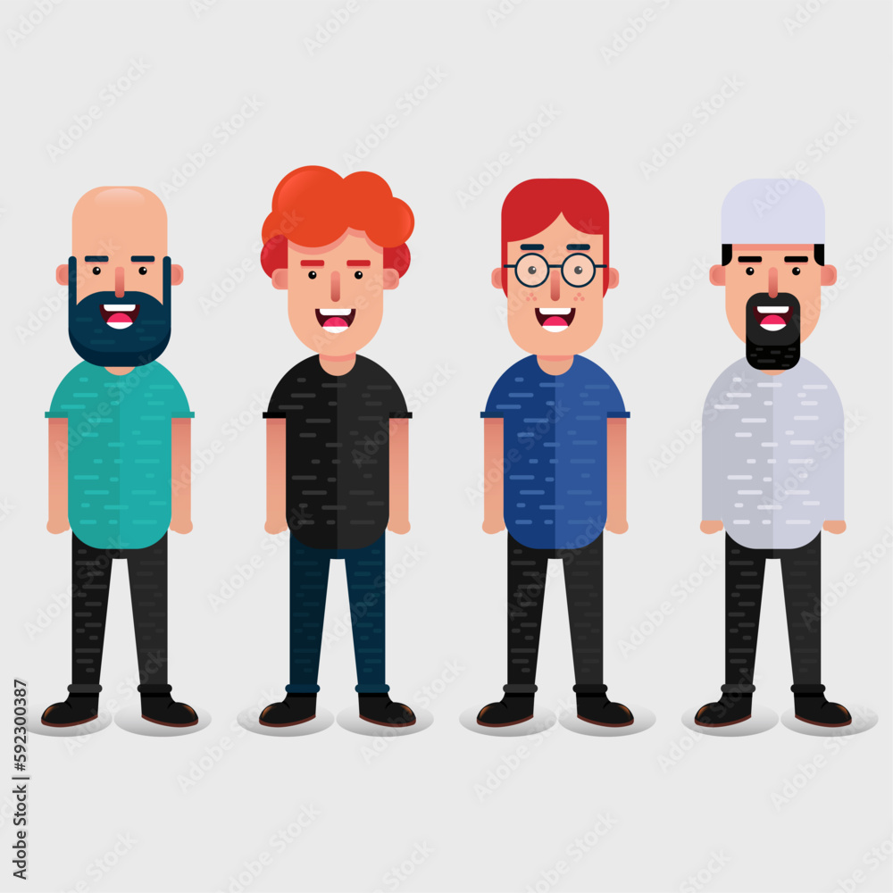 Naklejka premium Business men flat avatars set with smiling face. Team icons collection. Vector illustration. eps 10.