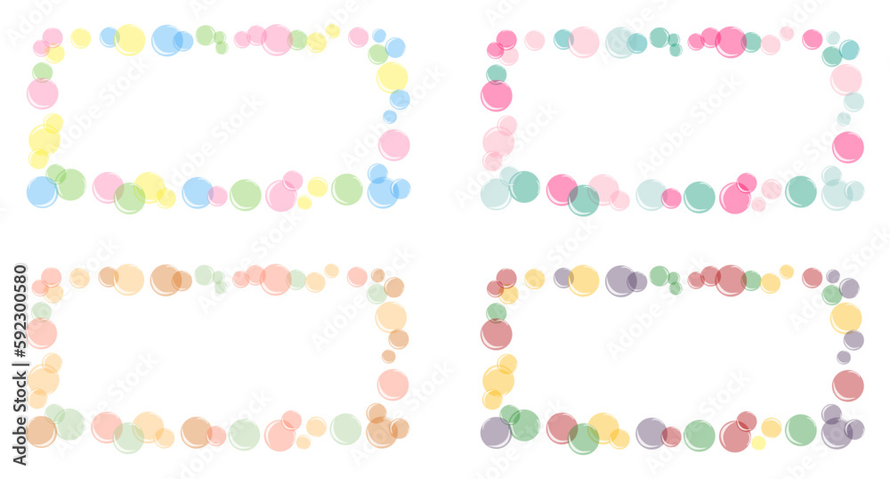 vector illustration set of rectangular frames of colored soap bubbles