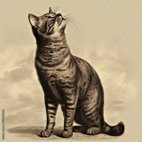 Vintage Illustration Of a Cat