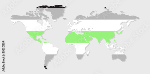 Agender pride flag in a shape of World map. Flag of gay, transgender, bisexual, lesbian etc. Pride concept