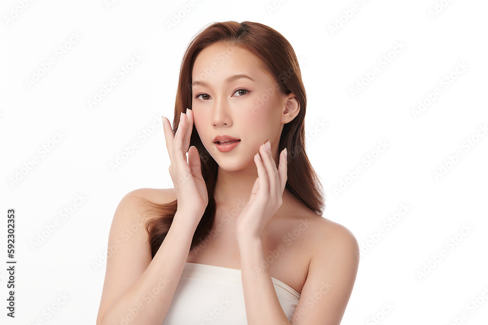Beautiful young asian woman with clean fresh skin on white background, Face care, Facial treatment, Cosmetology, beauty and spa, Asian women portrait. Beautiful young asian woman with clean fresh skin on white background, Face care, Facial treatment, Cosmetology, beauty and spa, Asian women portrait.