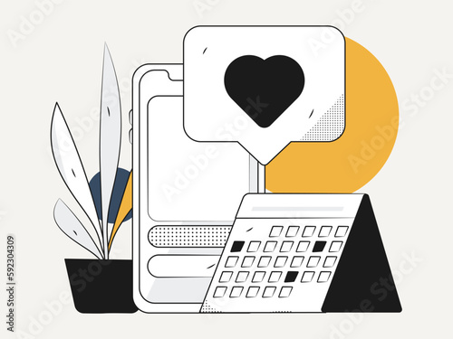 Virtual characters social communication concept business flat vector hand drawn illustration
