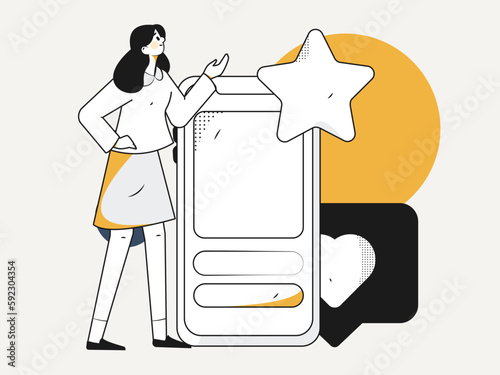 Virtual characters social communication concept business flat vector hand drawn illustration

