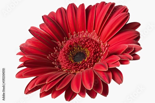 Vibrant Red Gerbera Flower Head: Blooming Floral Decoration for All Occasions. Generative AI