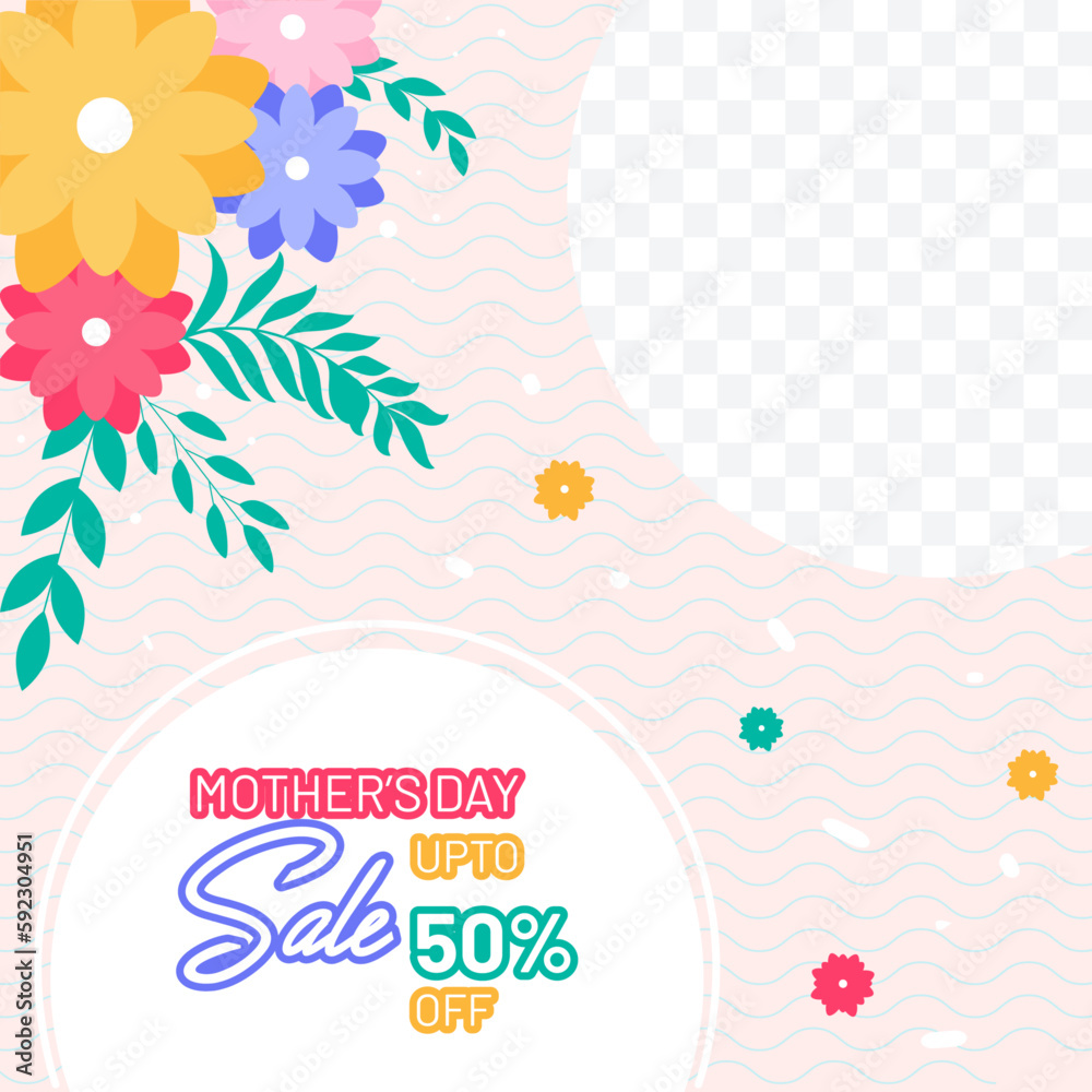 Happy Mothers Day biggest sale social media post template design. Vector Illustration. Happy Mothers Day biggest sale social media post template design. Vector Illustration.