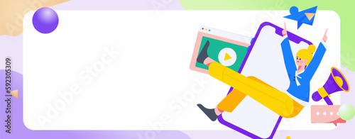 Virtual characters social communication concept business flat vector hand drawn illustration
