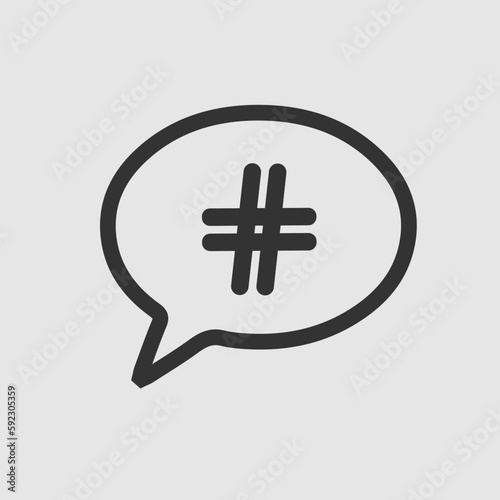 Hashtag icon in bubble. Simple isolated illustration.