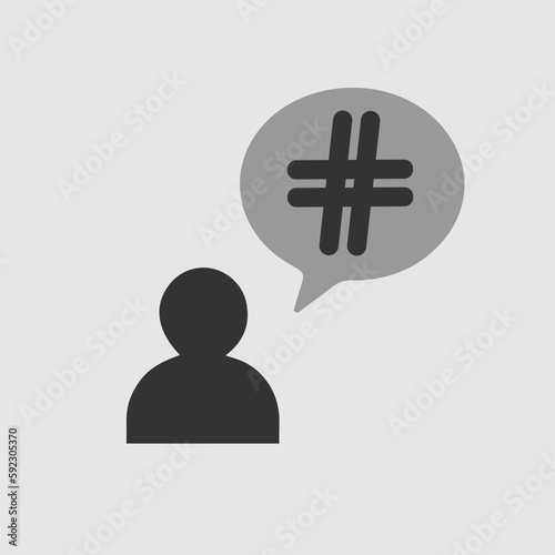 Hashtag icon in bubble. Simple isolated illustration.