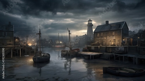 Ancient Briton harbor with ...