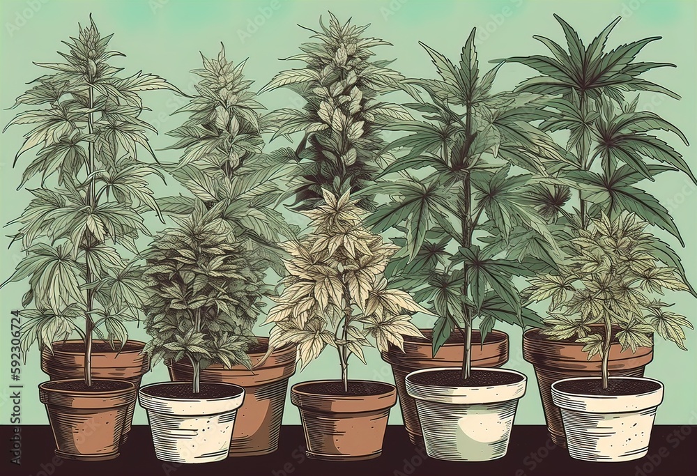 Marijuana plant illustration, ai generative
