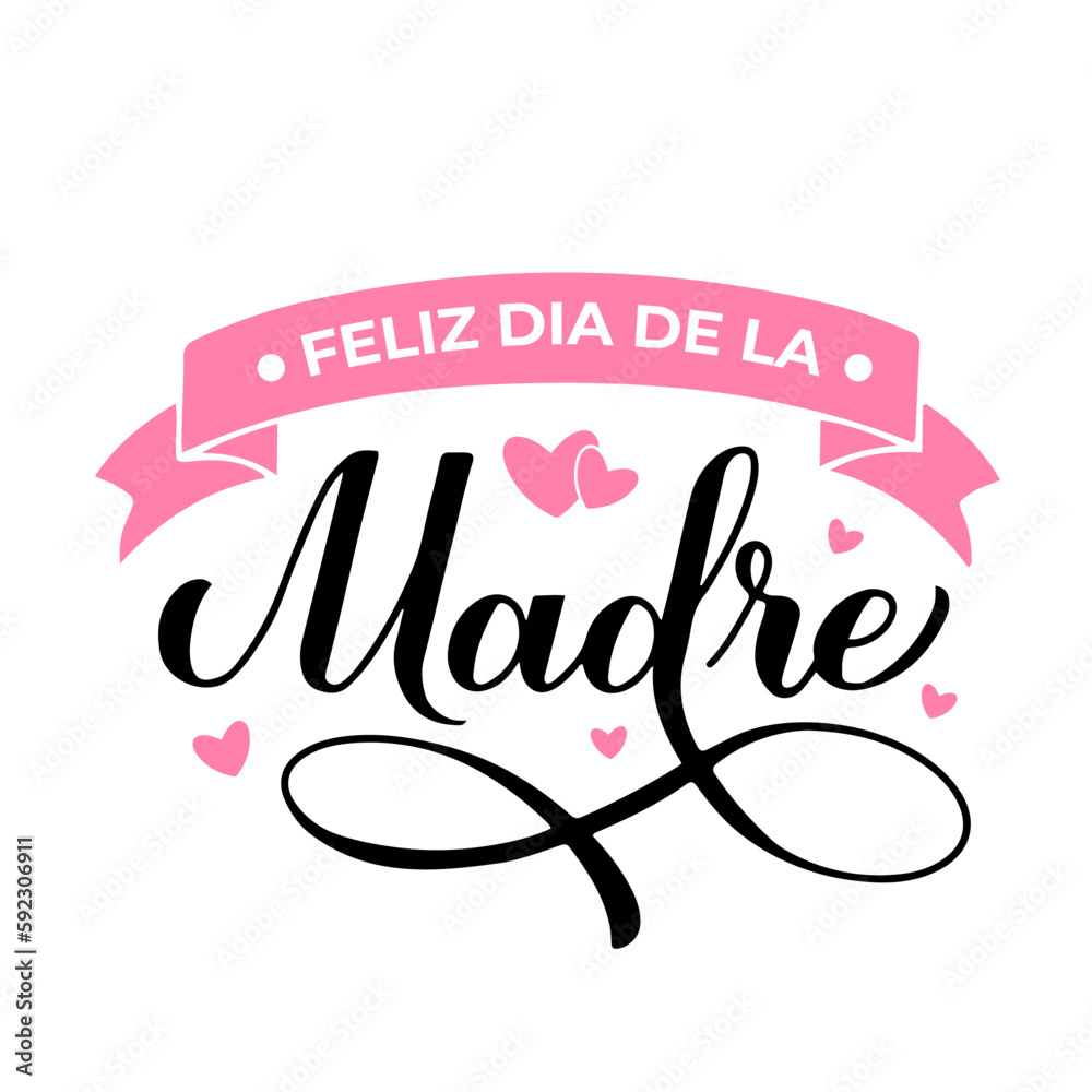 Feliz Dia de la Madre calligraphy hand lettering. Happy Mothers Day in Spanish. Vector template for typography poster, greeting card, banner, invitation, sticker, etc