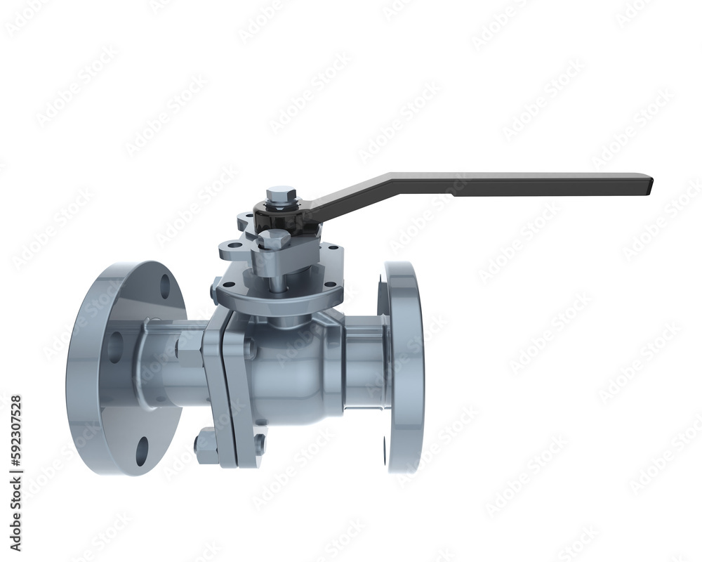 Ball valve isolated on transparent background. 3d rendering - illustration