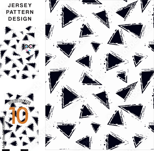 Abstract triangle concept vector jersey pattern template for printing or sublimation sports uniforms football volleyball basketball e-sports cycling and fishing Free Vector.